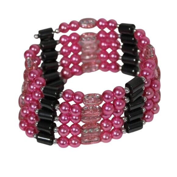 Hawaiian Volcanic Lava Magnetic Hot Pink Necklace / Bracelet - Picture 2 of 4